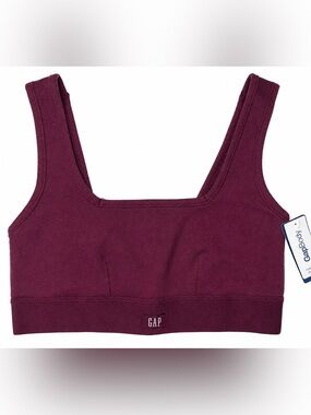 NWT GapBody Ribbed Bralette Burgundy XS/TP Cotton Stretch Crop Bra